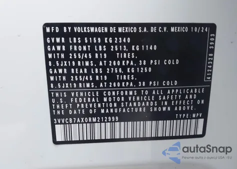 2024 Volkswagen Tiguan 2.0T Se R-Line Black z USA, uszkodzony, nr VIN 3VVCB7AX0RM212999